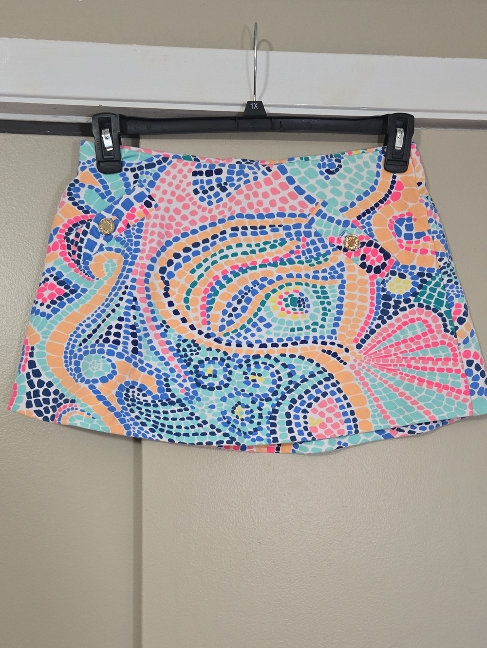Lilly Pulitzer Pastel Mosaic Print Mini Skort Pink Coral, Mint & Navy Size Small
